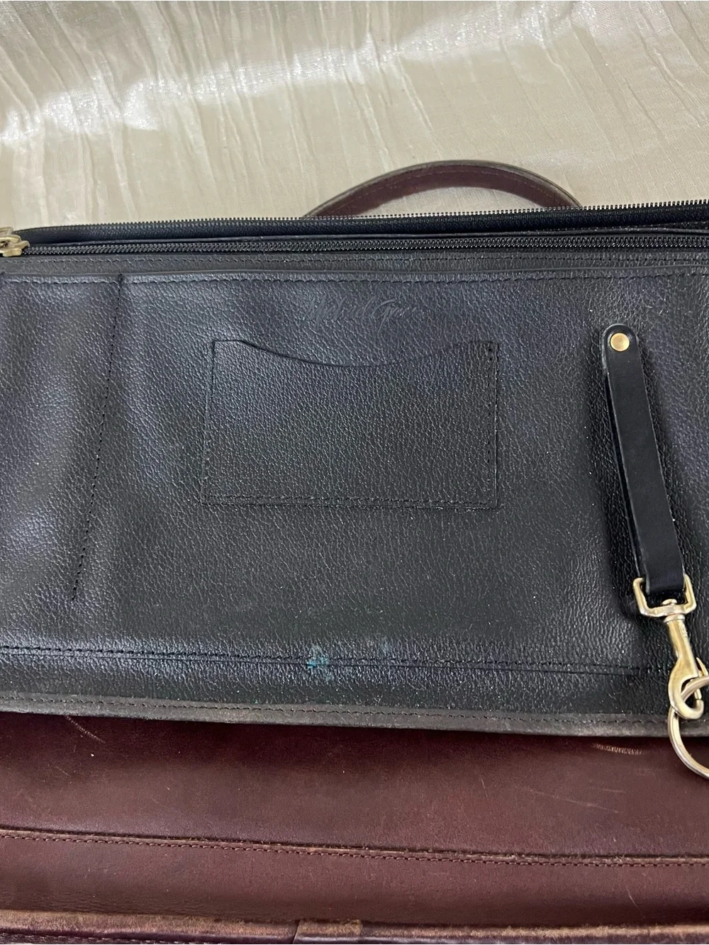 Vintage Dark Brown Leather Briefcase with Top Handles